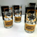 Vintage Car Drinking Glasses Metal Rack Bar Black Gold Transportation MCM