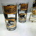 Vintage Car Drinking Glasses Metal Rack Bar Black Gold Transportation MCM