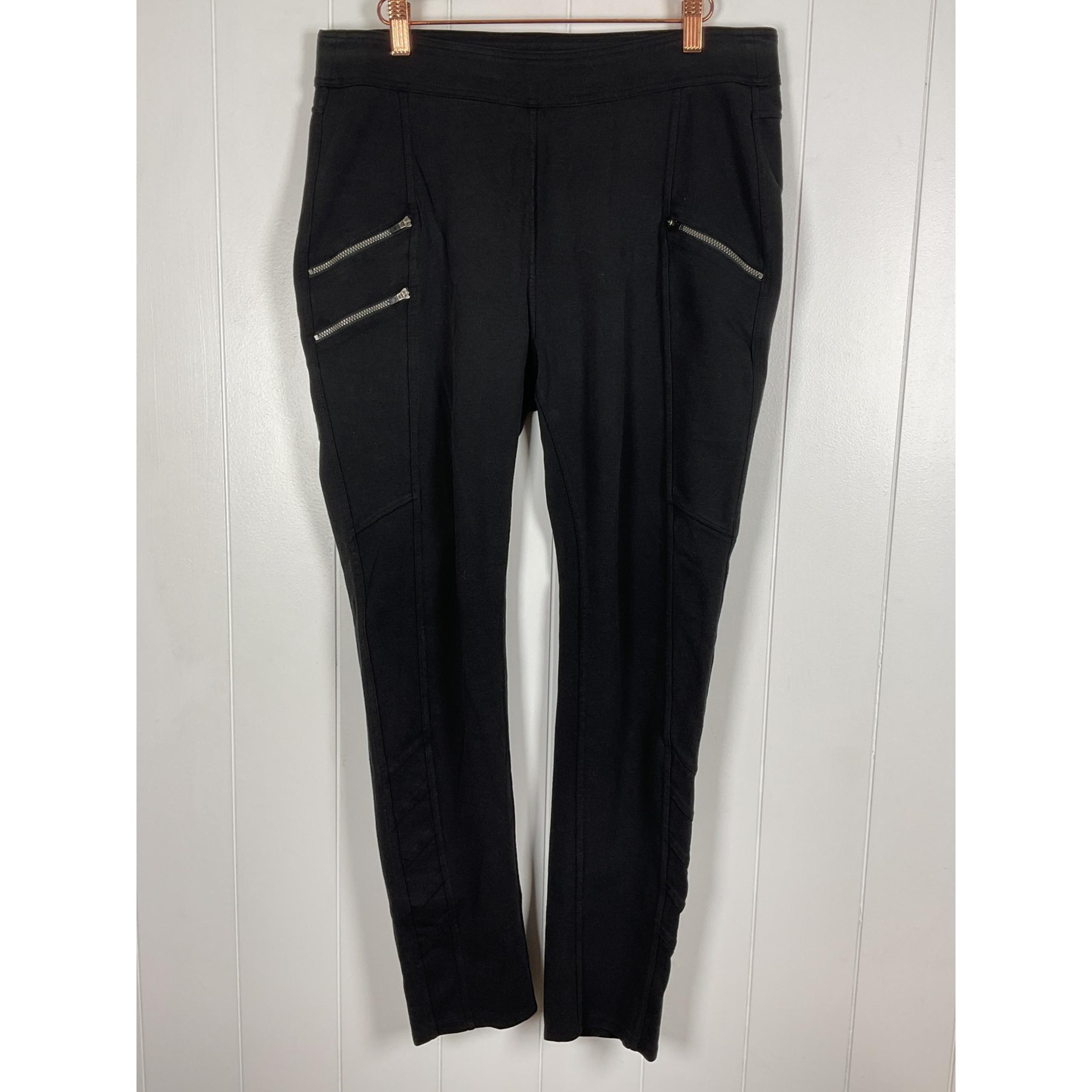 Athleta Womens Black Ponte Pull On Moto Style Travel Pants Size XL