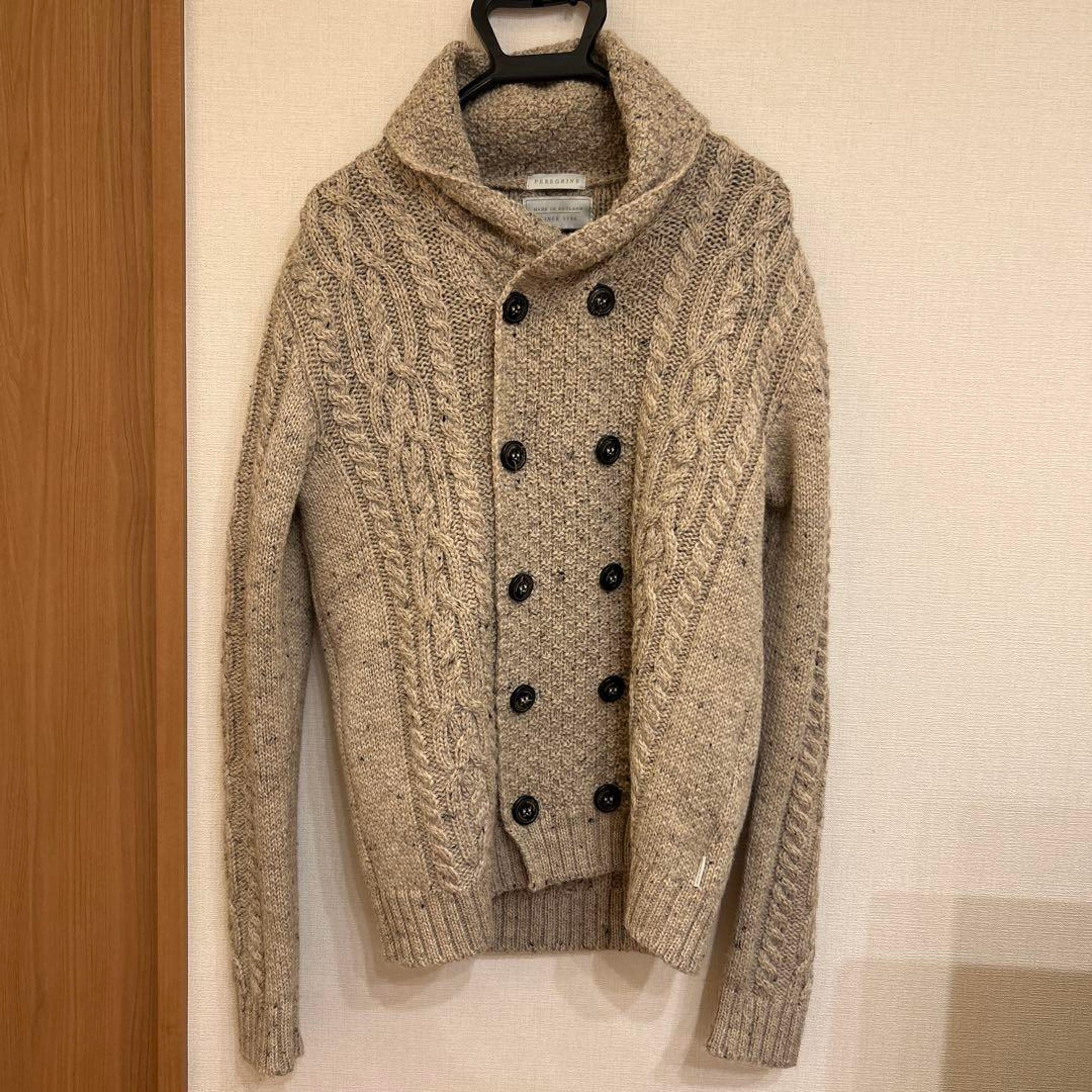 PEREGRINE Cable Knit Cardigan M Ivory