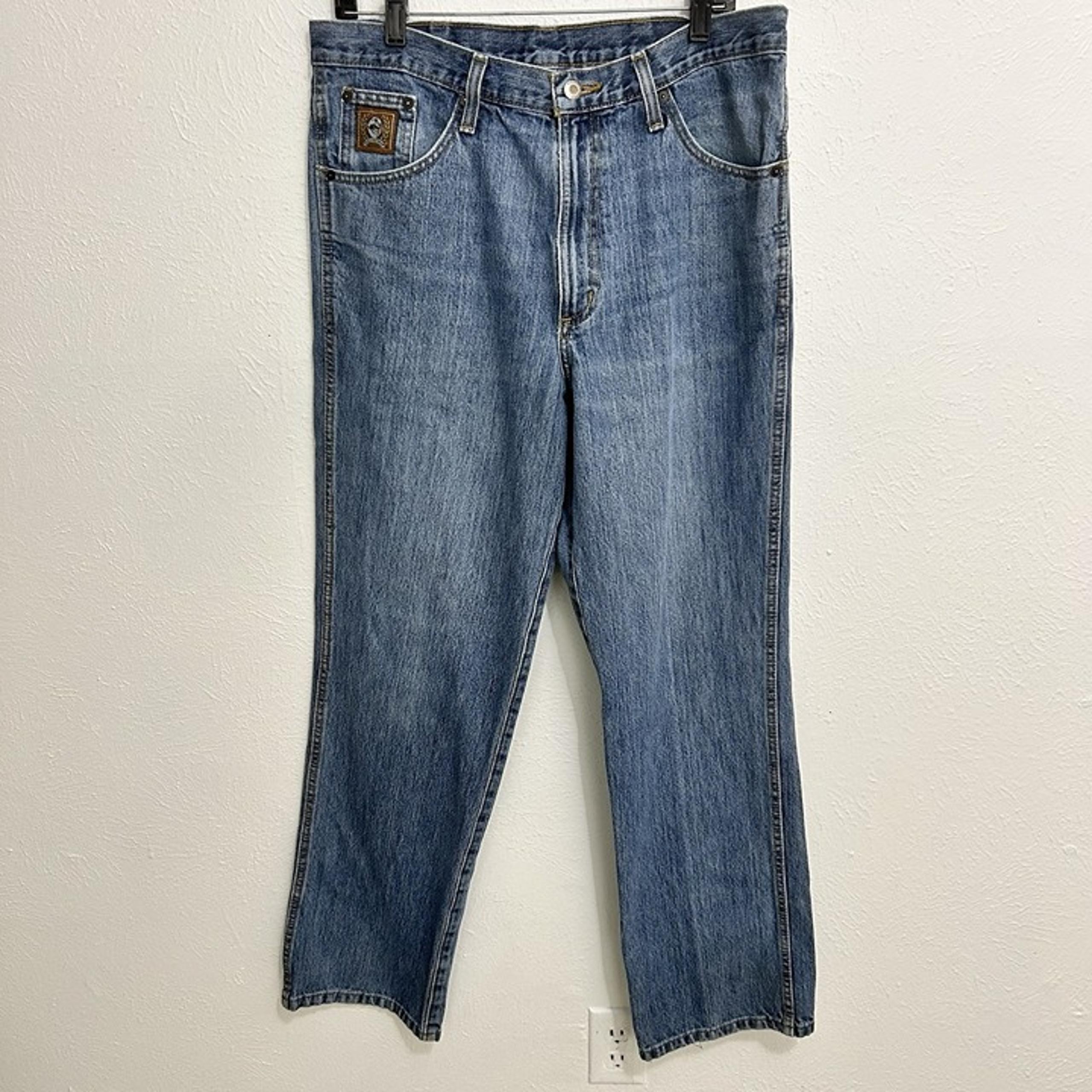 Cinch Jeans Men 35x32 Bronze Label Slim Fit Light Wash Blue Denim Cowboy Western