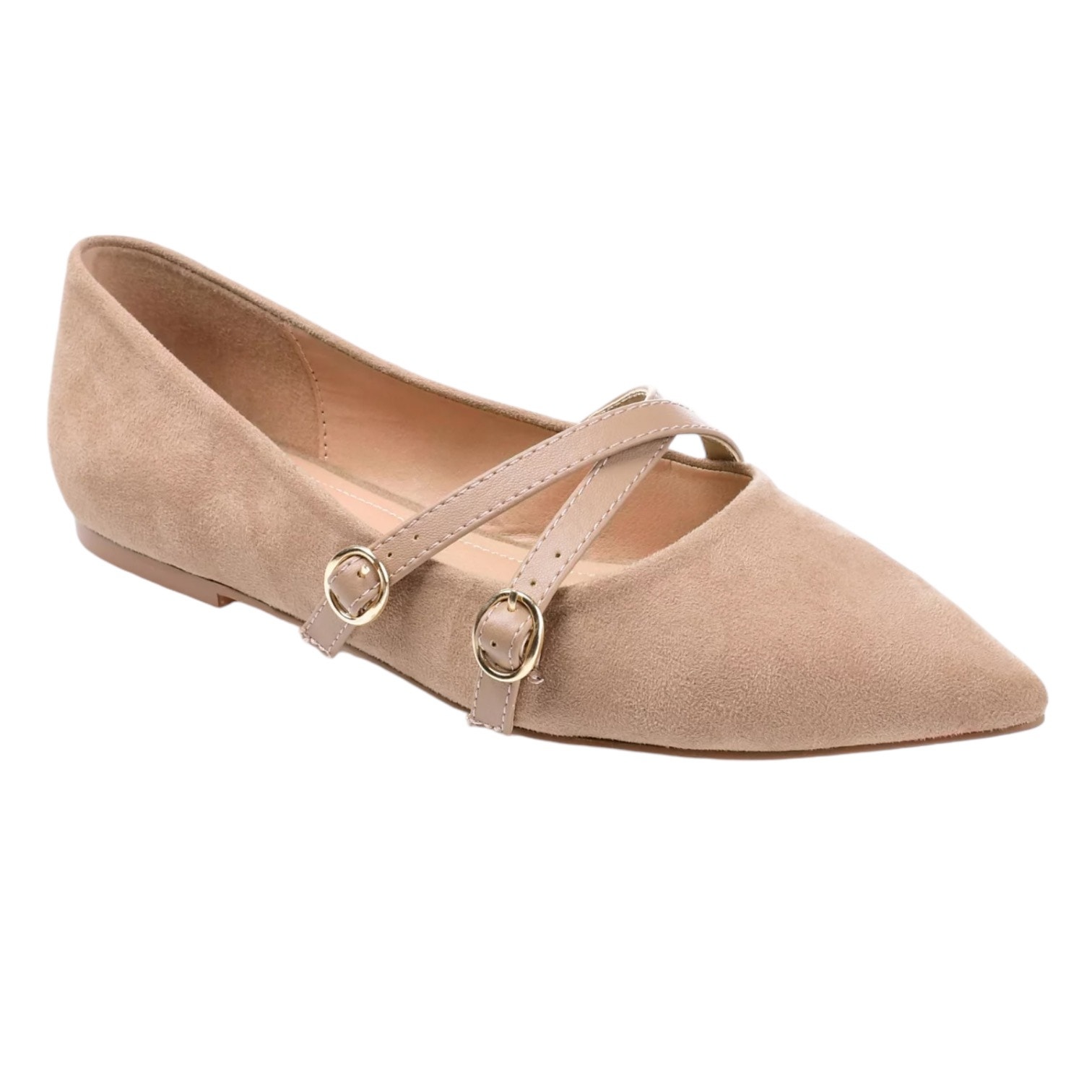 Journee Women's Patricia Pointed Toe Ballet Flats Taupe Size 7 W
