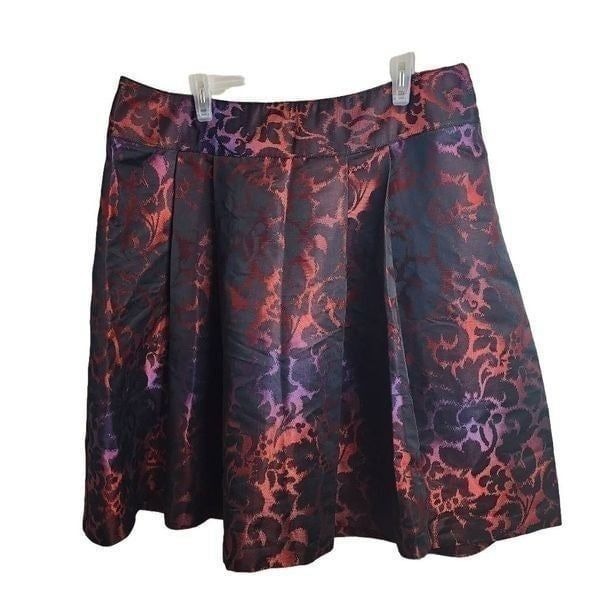 Lane Bryant NWOT Metallic Red Purple Black Formal Pleated Ombre Skirt Size 18