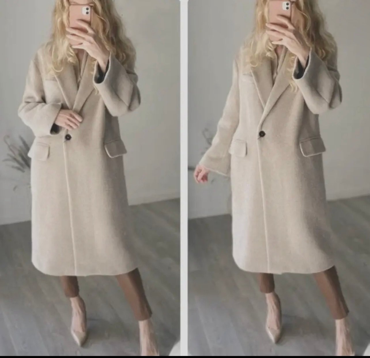 ZARA WOMEN NEW OVERSIZED MANTECO WOOL BLEND COAT TAUPE GRAY S 239