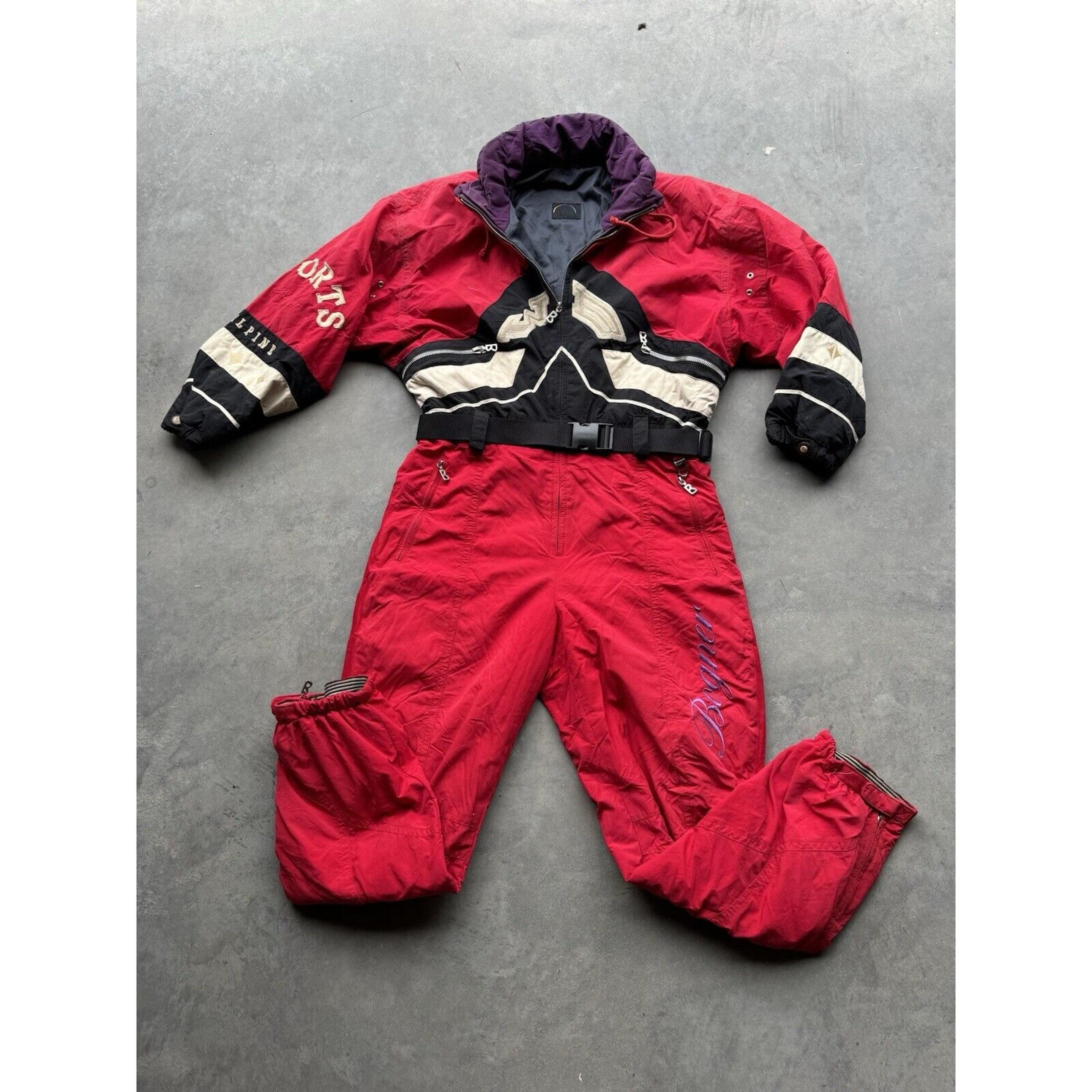 Vintage 80s Western BOGNER Mens Ski SnowSuit Snowboard Embroidery Warm Size 16