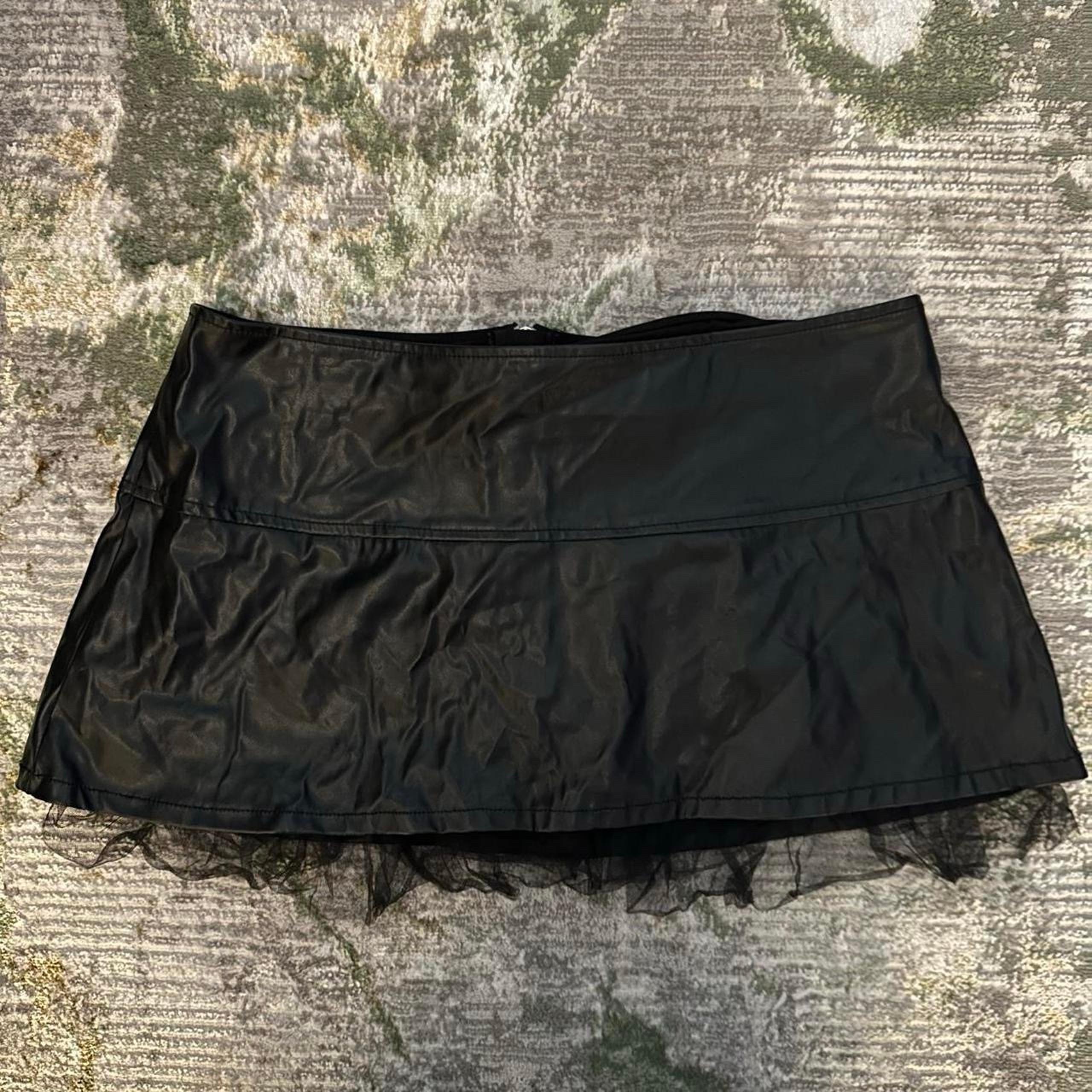 Vintage black leather tutu mini skirt by Tripp nyc