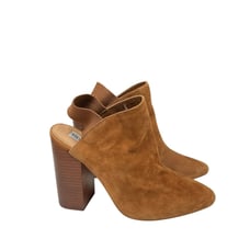 Steve Madden Logan Cognac Brown Suede Slingback Mules Size 8.5M