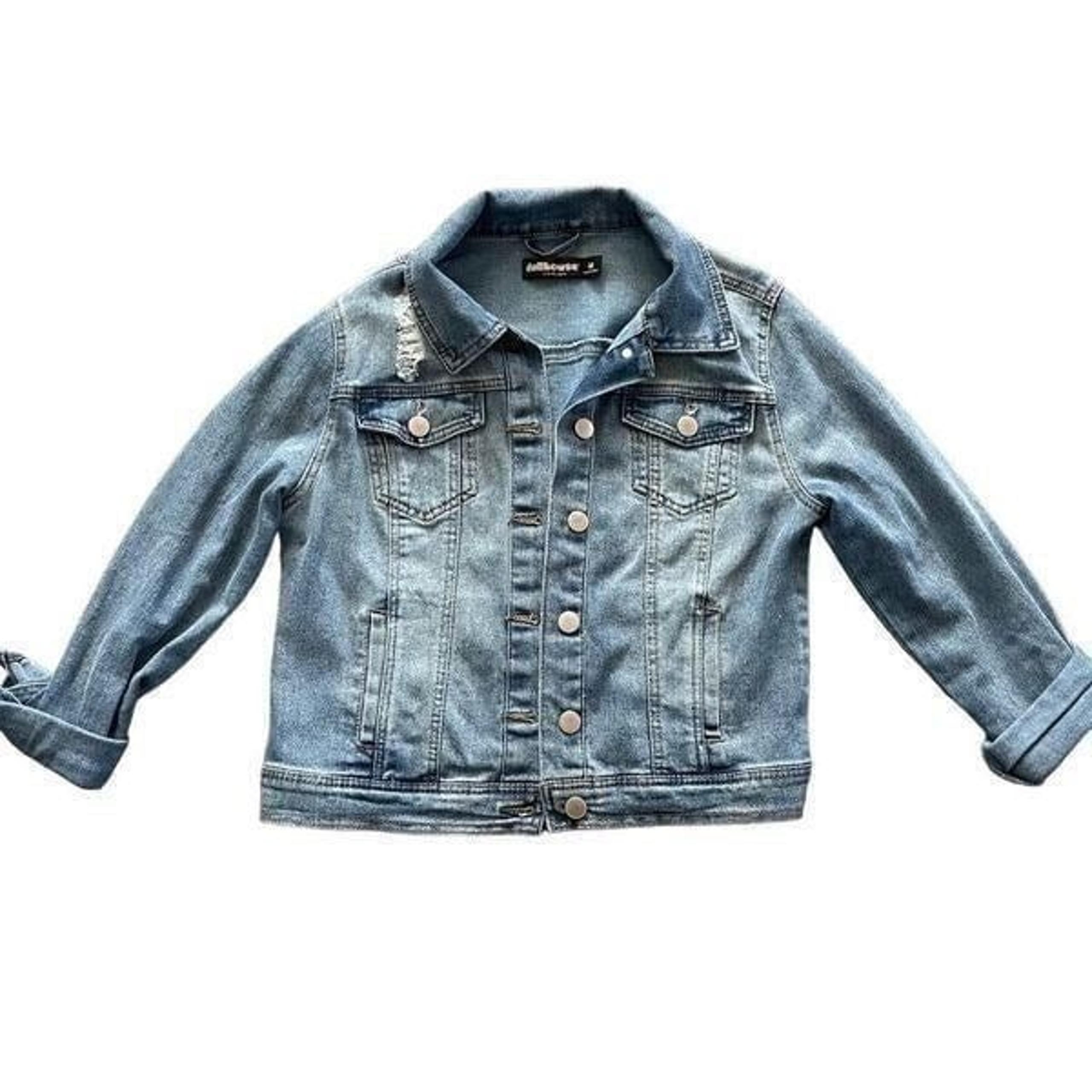Dollhouse Jean Jacket Distressed Button