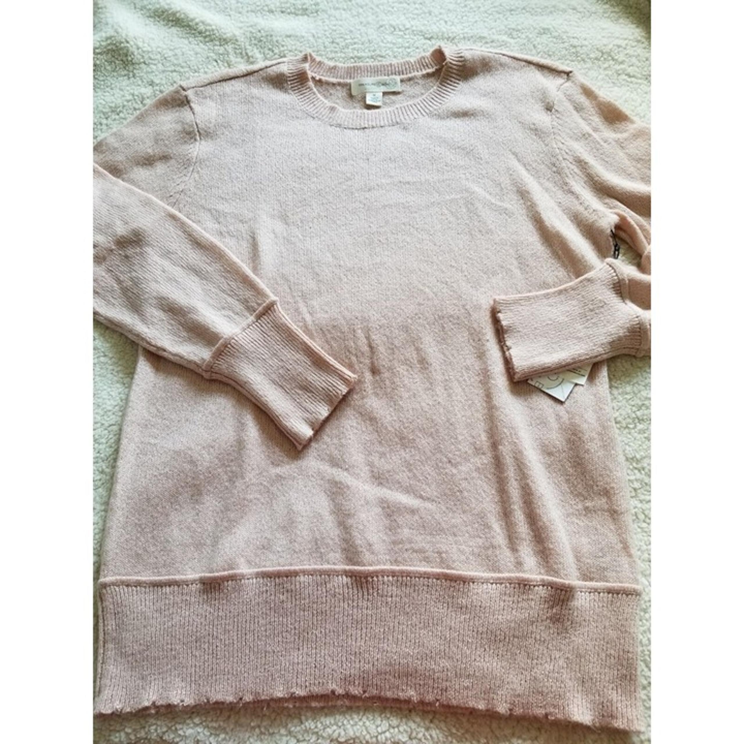 Treasure and Bond Sweater Pink Sepia Distressed Crew neck Long Sleeves Top Sz M