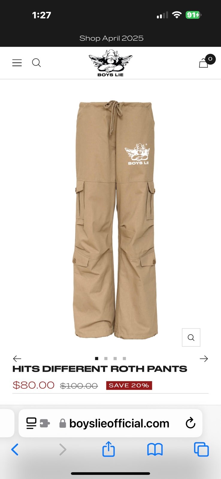 BOYS LIE Hits Different Cargo Women’s Tan Size Large new