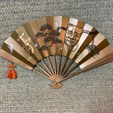Vintage Metal Wall Hanging Folding Oriental Style Hand Fan for Luck & Longevity