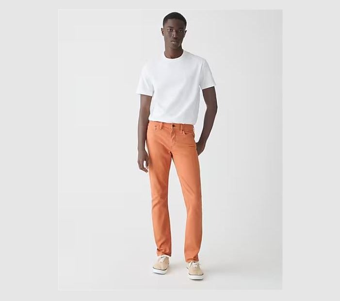 J. Crew 484 Slim-fit garment-dyed five-pocket pant Dusty Orange Sz 34x32