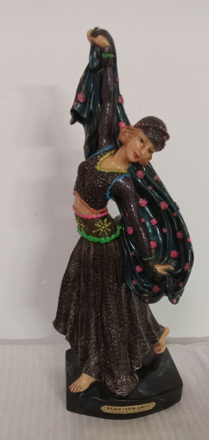 Objet 'D Elegance Art Deco Woman Dancer Veiled Exotic Burlesque Dancer