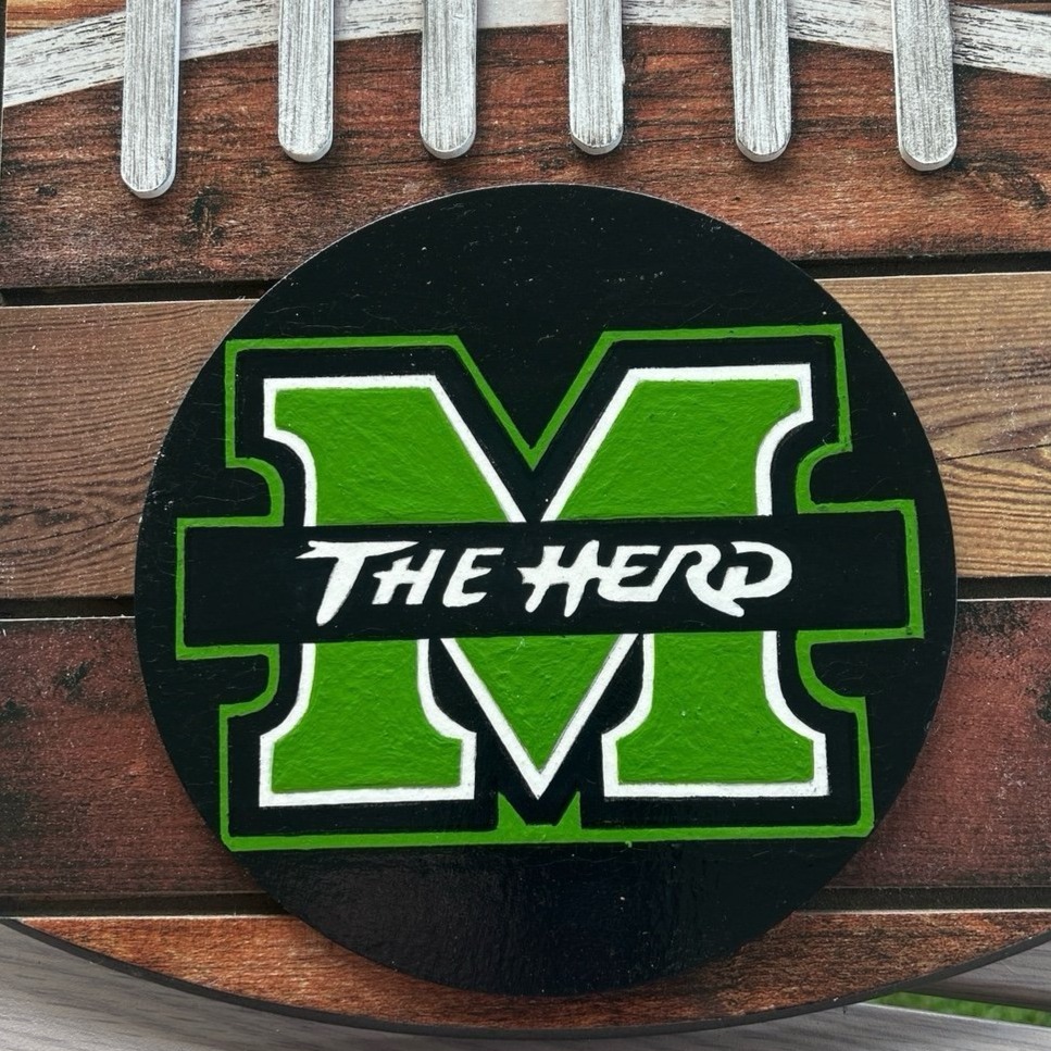 Marshall “THE HERD” Football Wood Decor Sign “3D” Hang on Door or Wall “Go Herd”