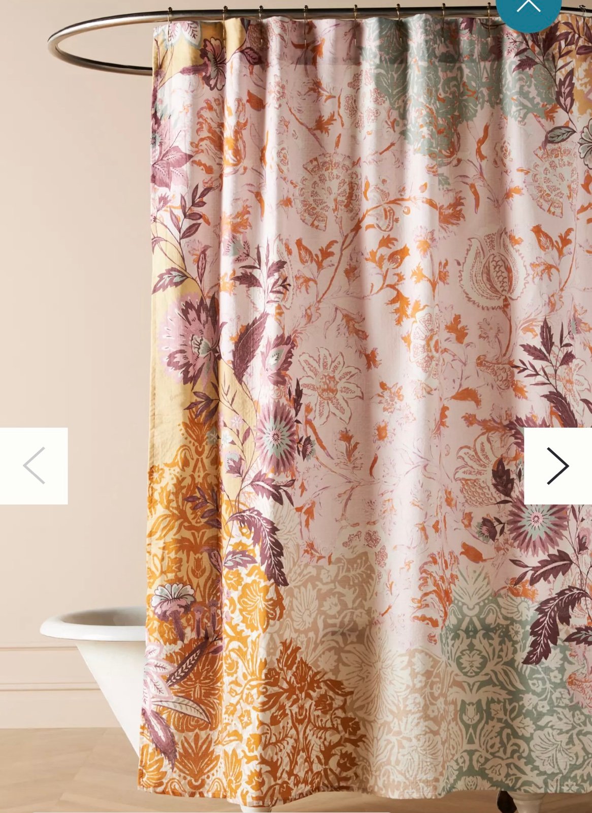 Anthropologie Kye Organic Cotton Floral Boho Colorful shower curtain 72 x 72