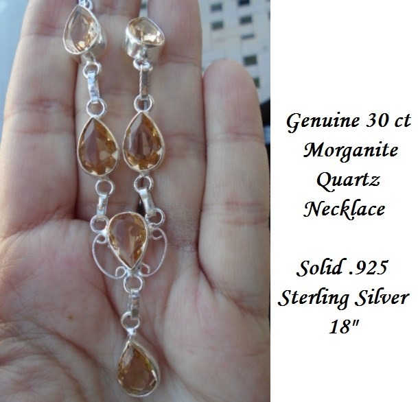 Morganite Quartz Necklace 30 cts