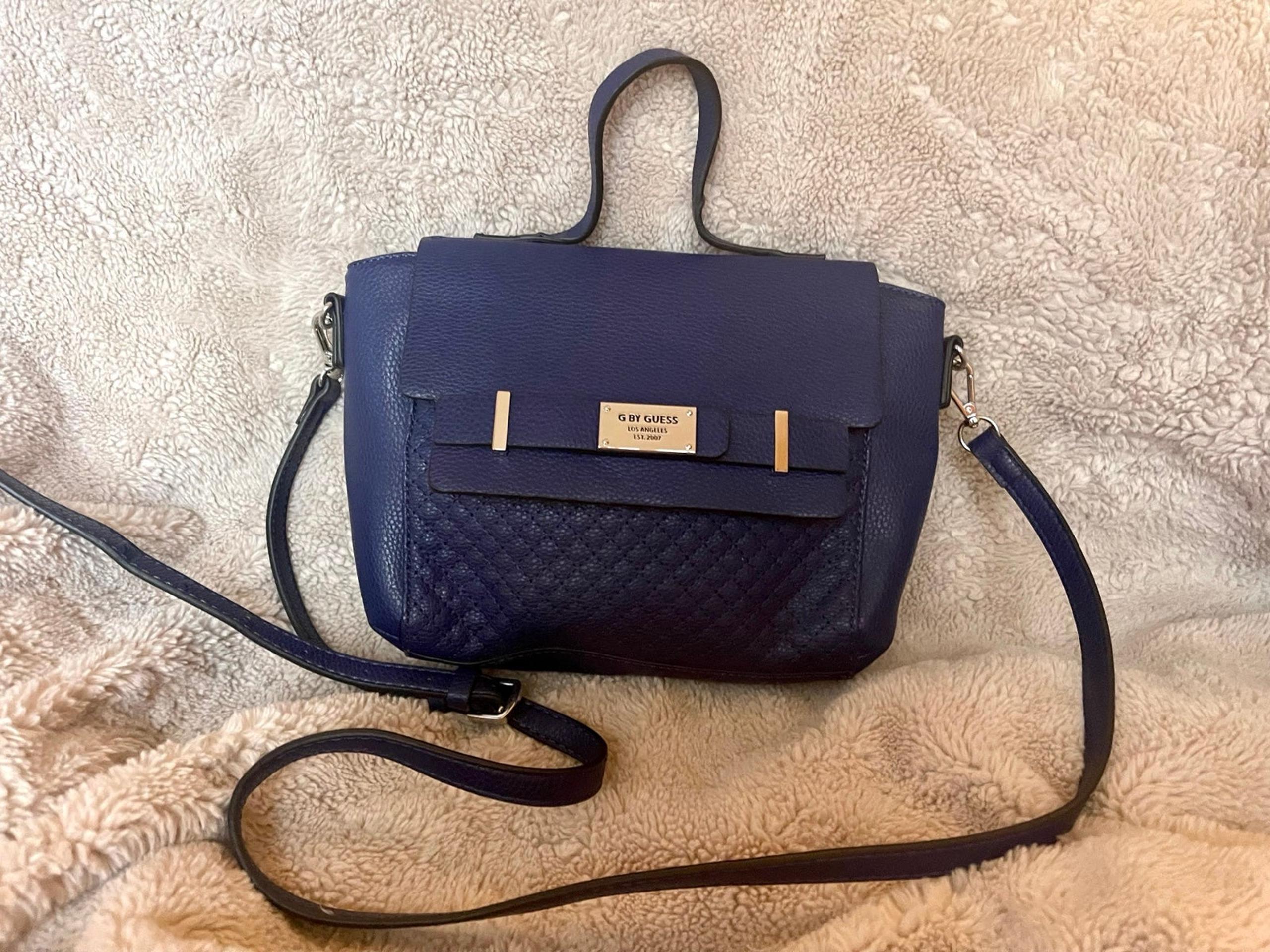 G by Guess Cobalt Blue Faux Leather Crossbody Handbag Purse
