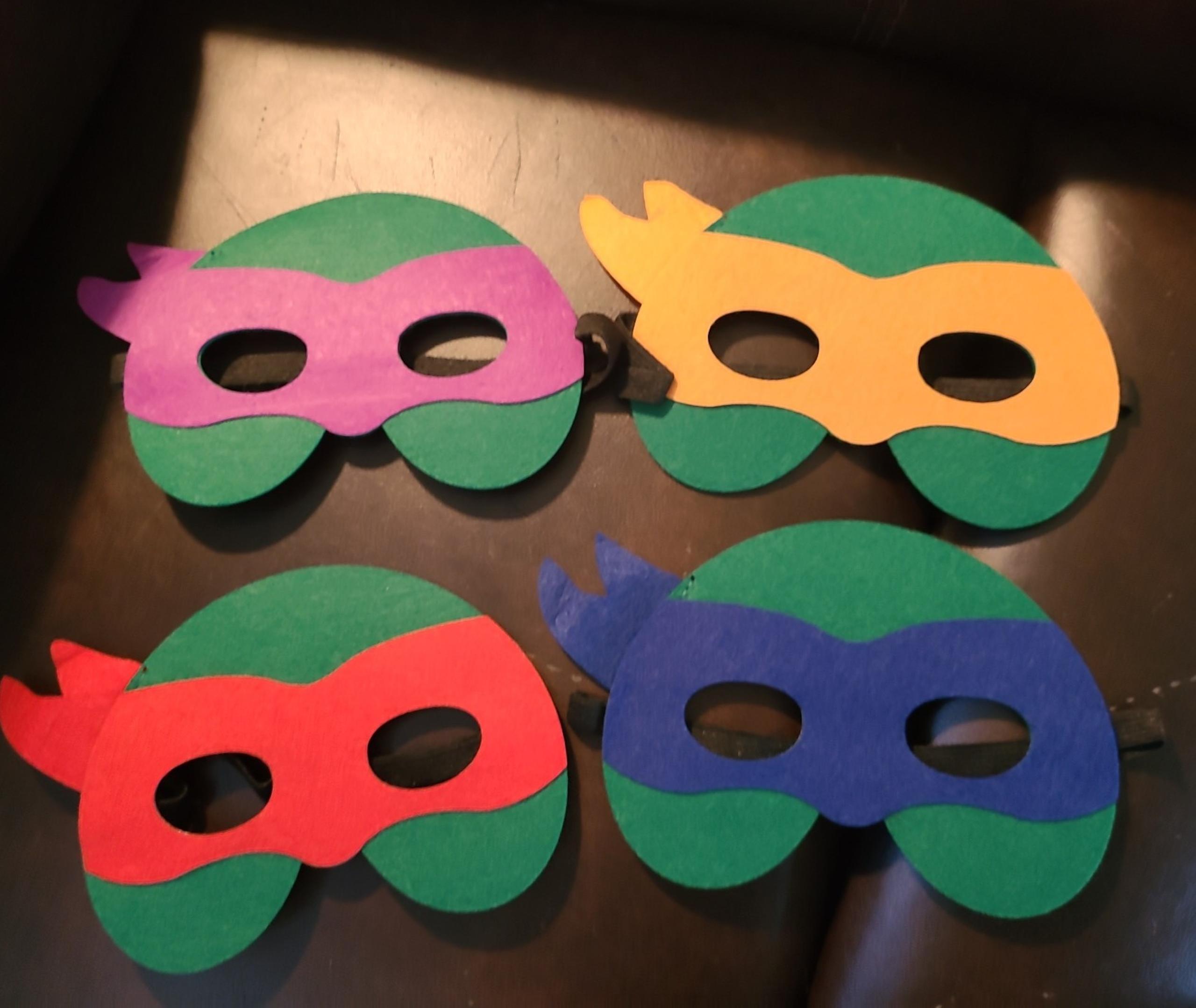 Set of four felt ninja turtle masks