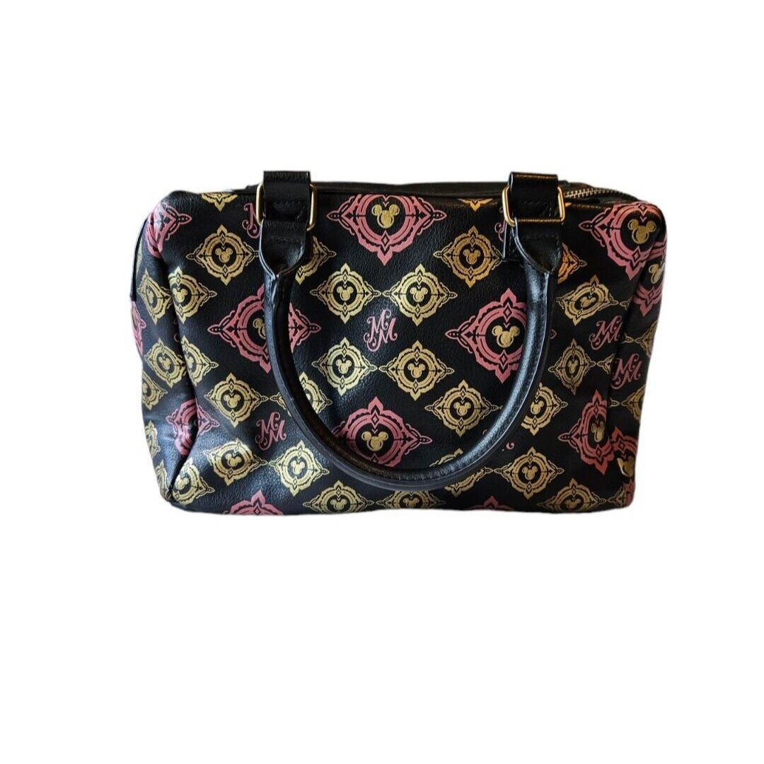 EUC Disney Parks Mickey Mouse Black Pink & Gold Satchel Purse Handbag
