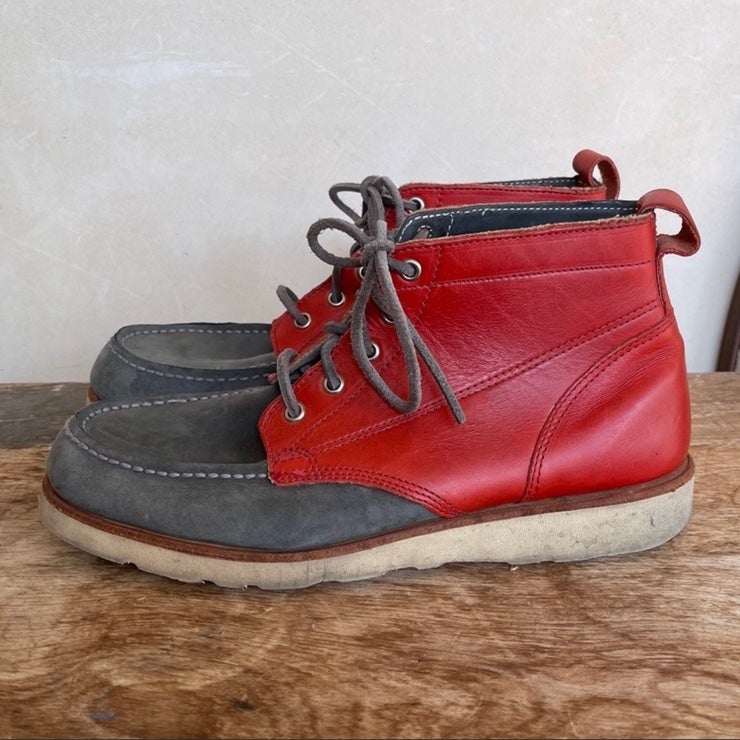 SEBAGO CASUAL LACE-UP COMFORT BOOTS Color Blocked Red Blue Leather MEN’S 9 RARE!
