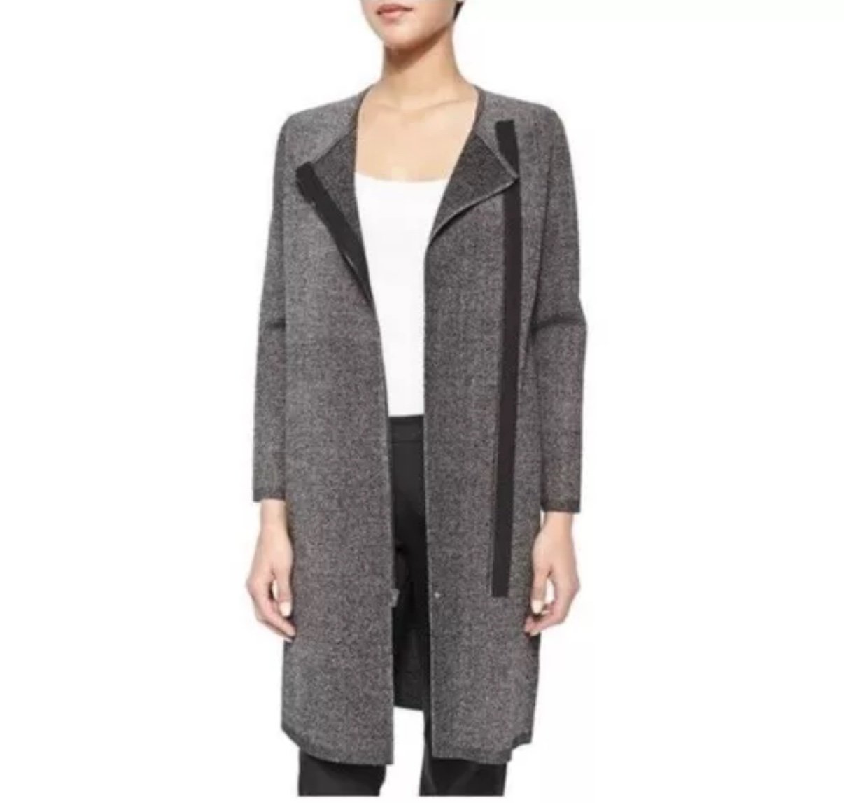 【残りわずか】 Black Theory & Lioralee Long Asymmetrical Knit Stretch White ジャケット・アウター