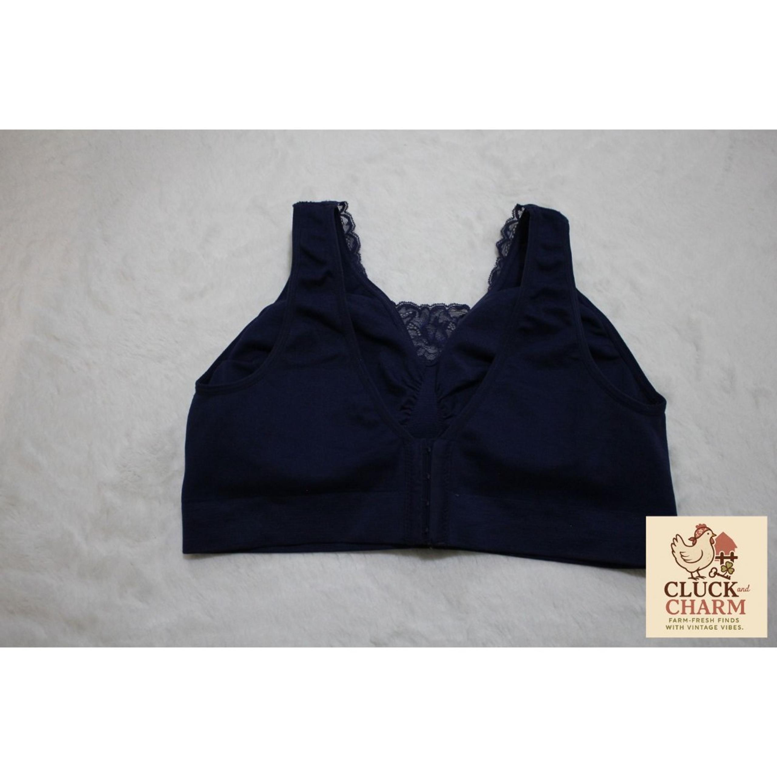 Breezies Navy Wireless Lace Bra – XL