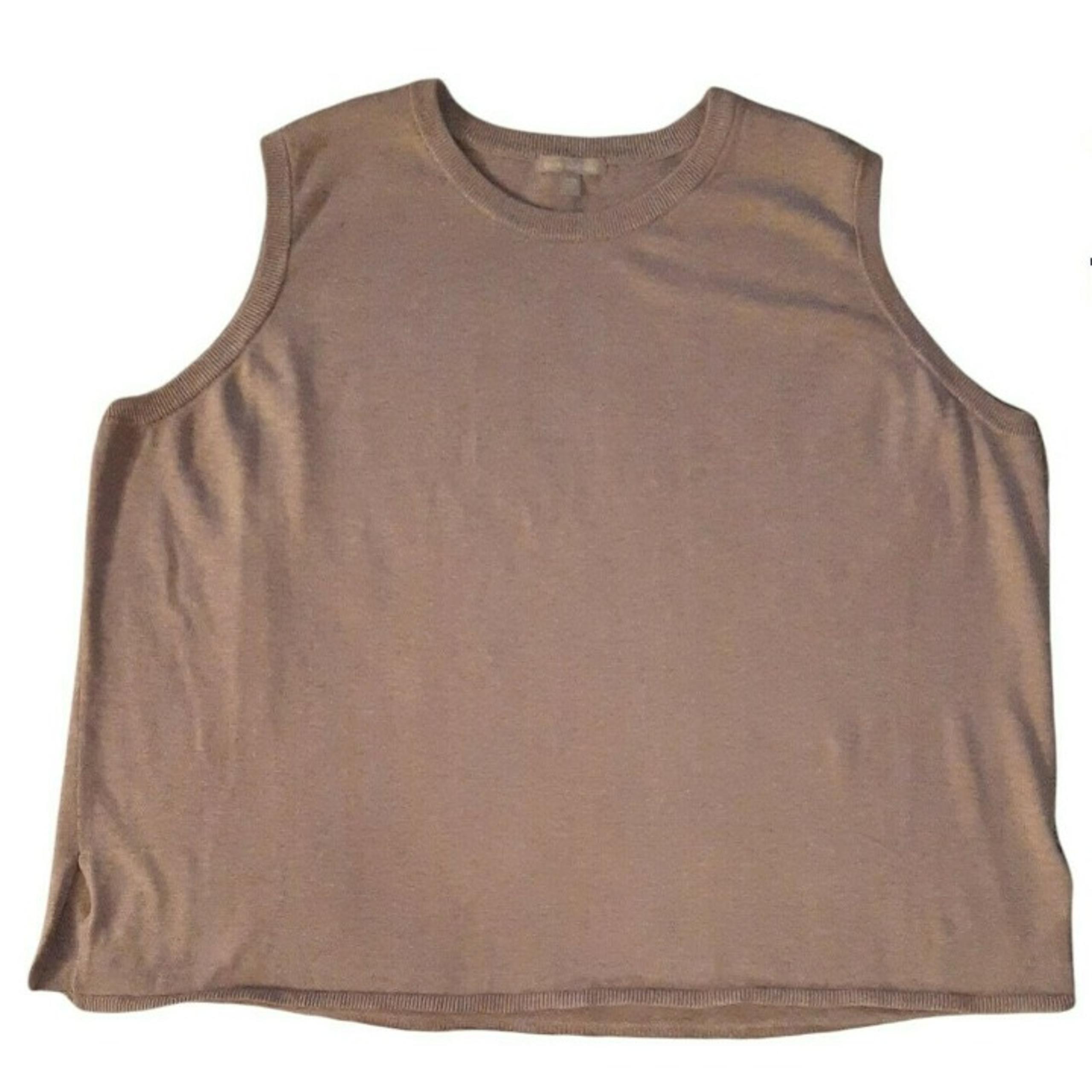 4X 34/36 Beige Sweater Knit Tank Top Woman Within Tan Sleeveless
