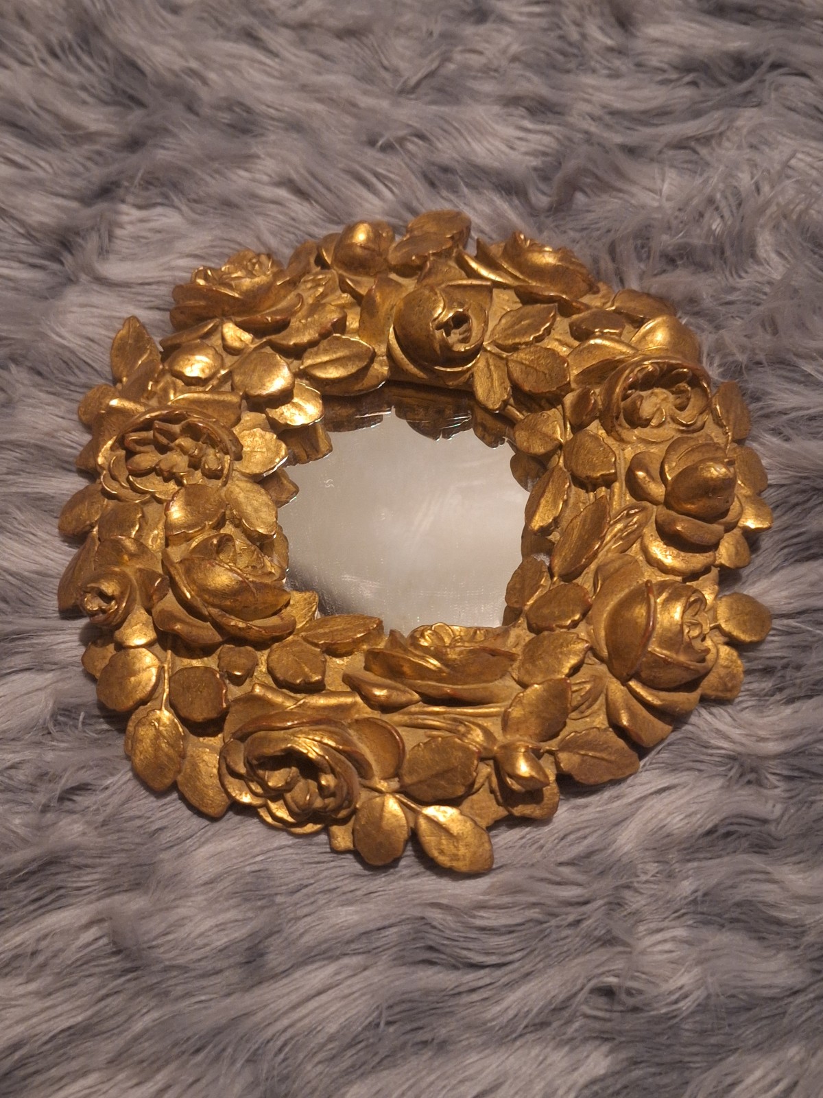 Vintage gilded gold rose mirror