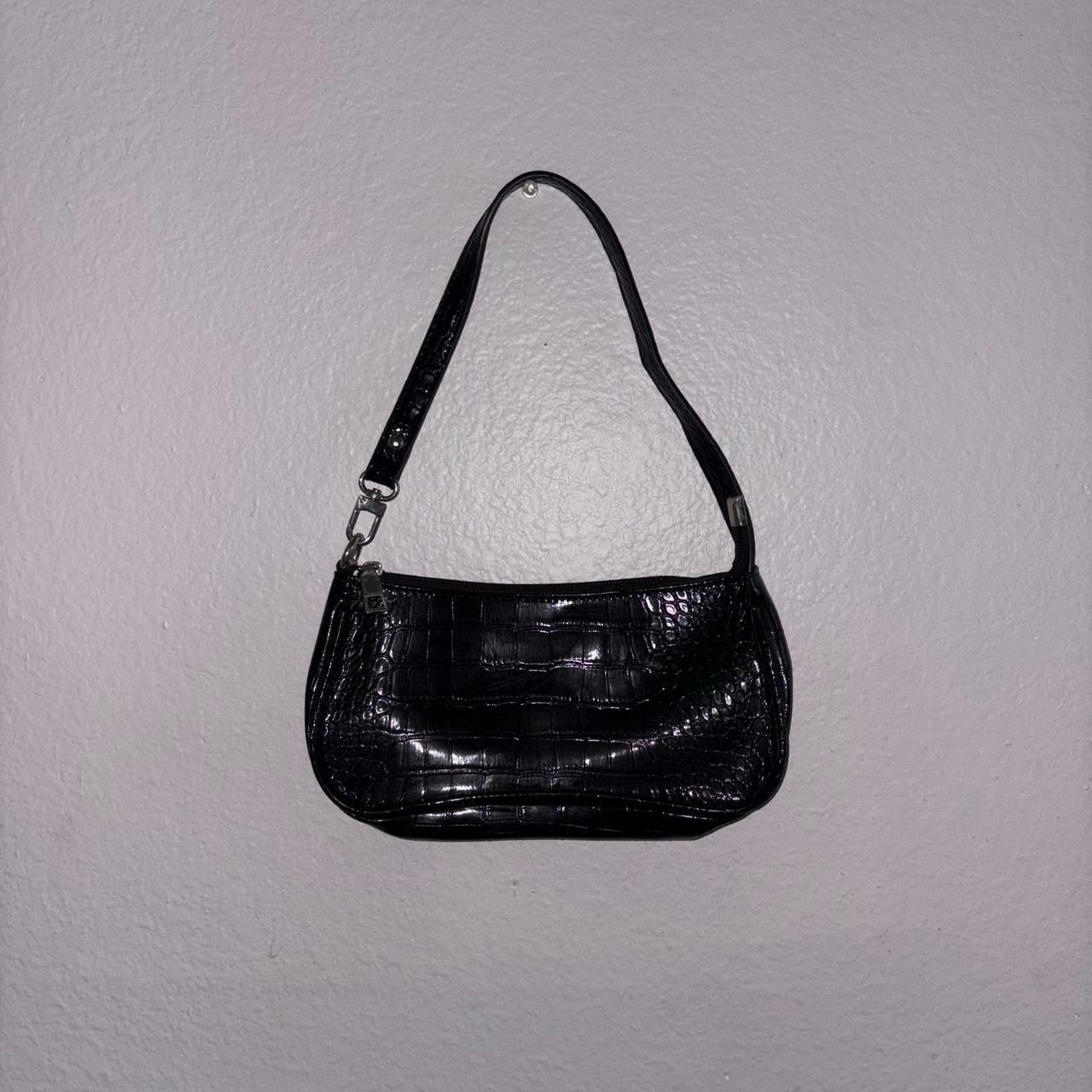 Black Faux Croc Leather Style Mini Purse
