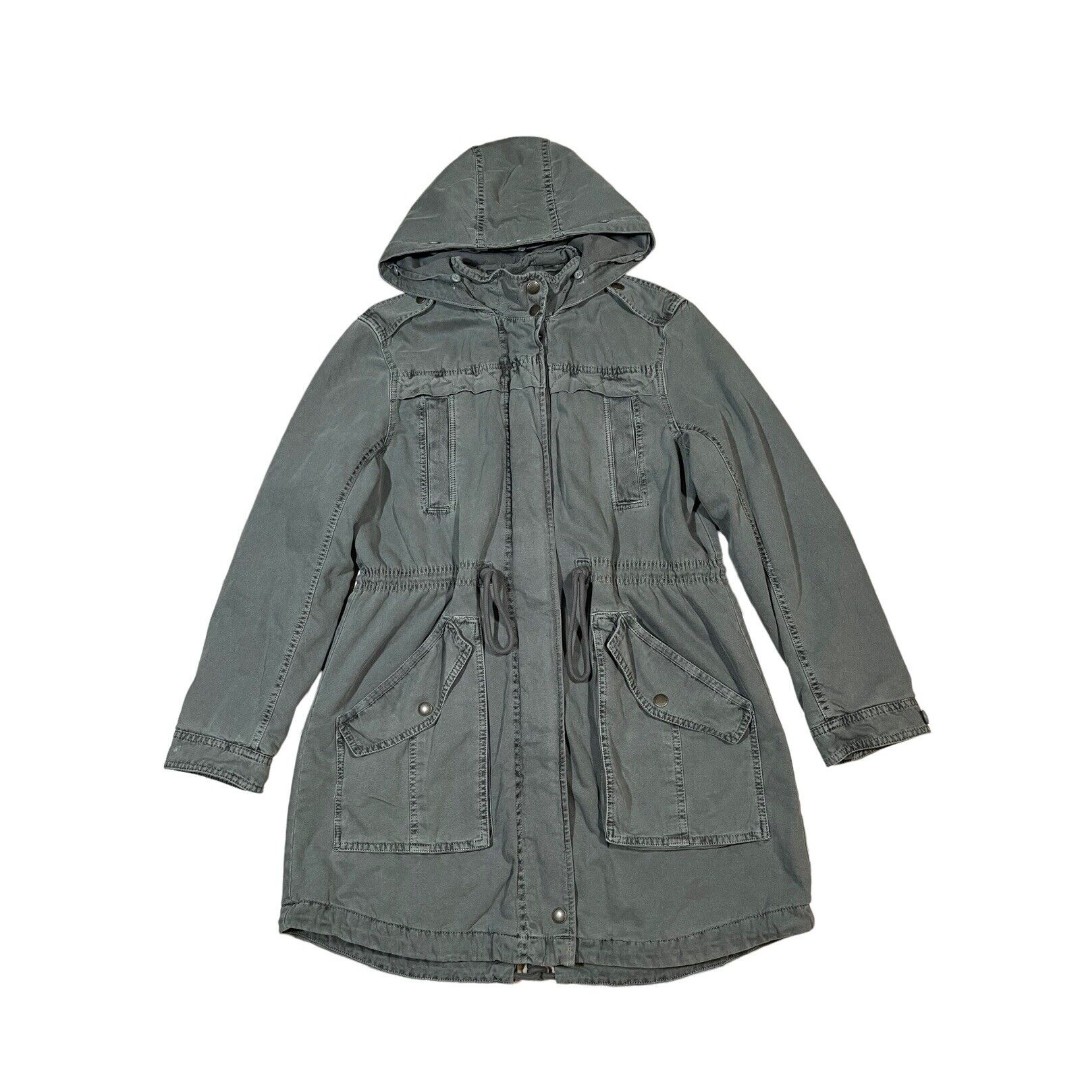 American Eagle Women's Army Green Utility Military Hooded Jacket Size Medium