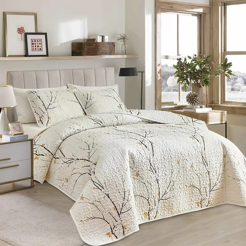 3PCS/Set Pattern Flower Black Branch Bedspread Set - Luxurious & Durable Soft