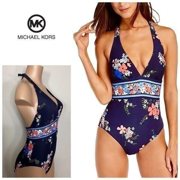 New. Michael Kors navy floral swimsuit. Size 12. Retails 114