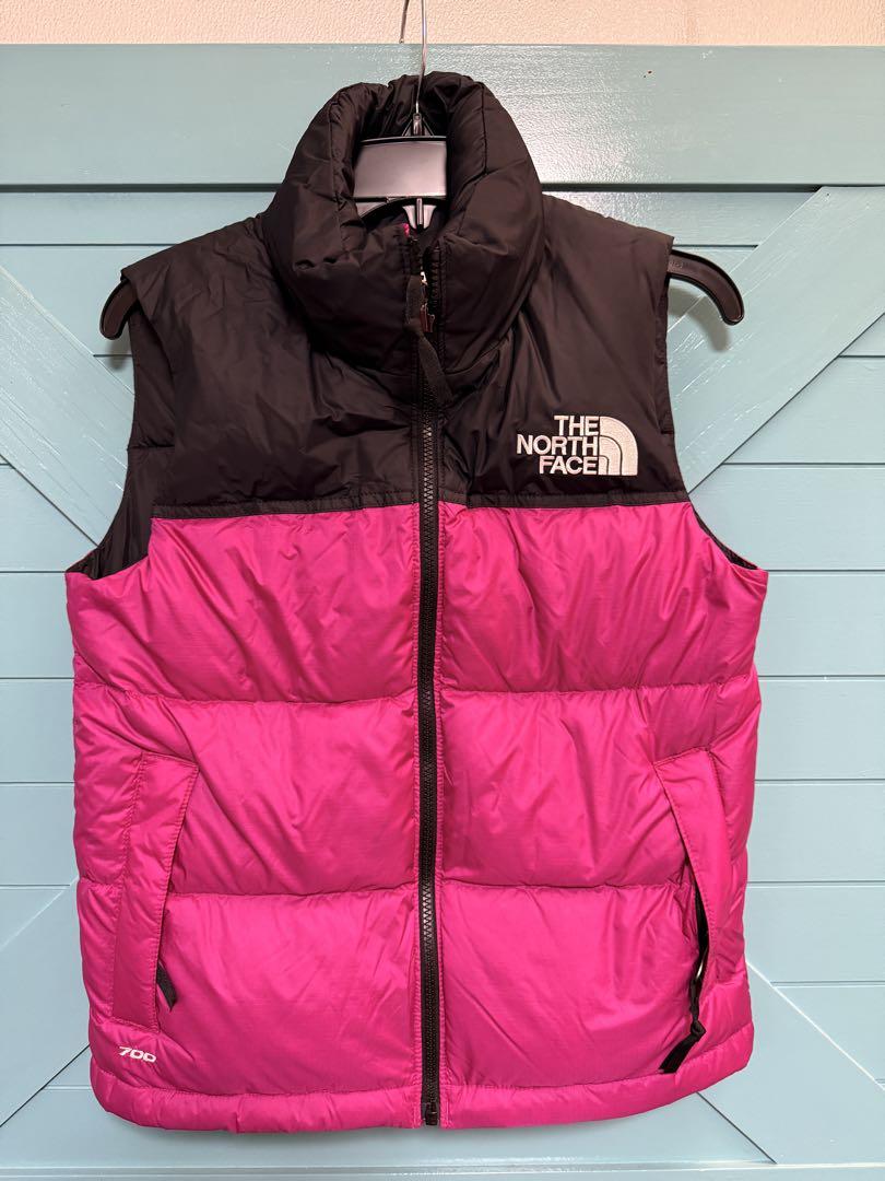 THE NORTH FACE Down Vest XS Pink/Black Like New