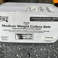 Medium Weight Cutlery Sets (Individually Wrapped) Black 250/case