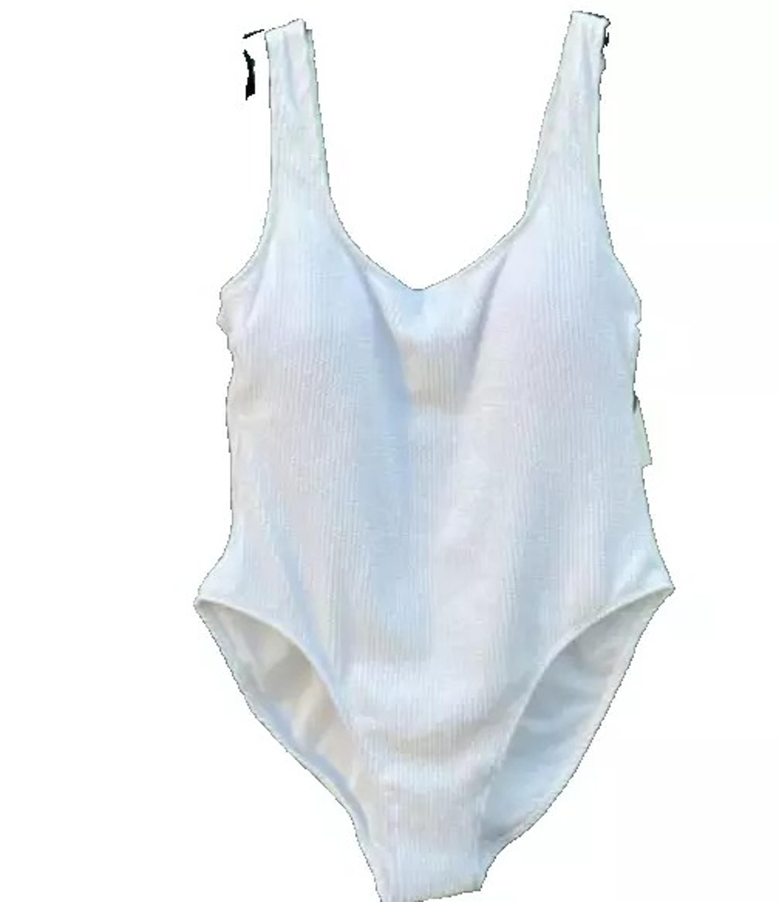No Boundaries Juniors’ M 7-9 Scoop Crinkle One Piece Swimsuit COLOR White NWT