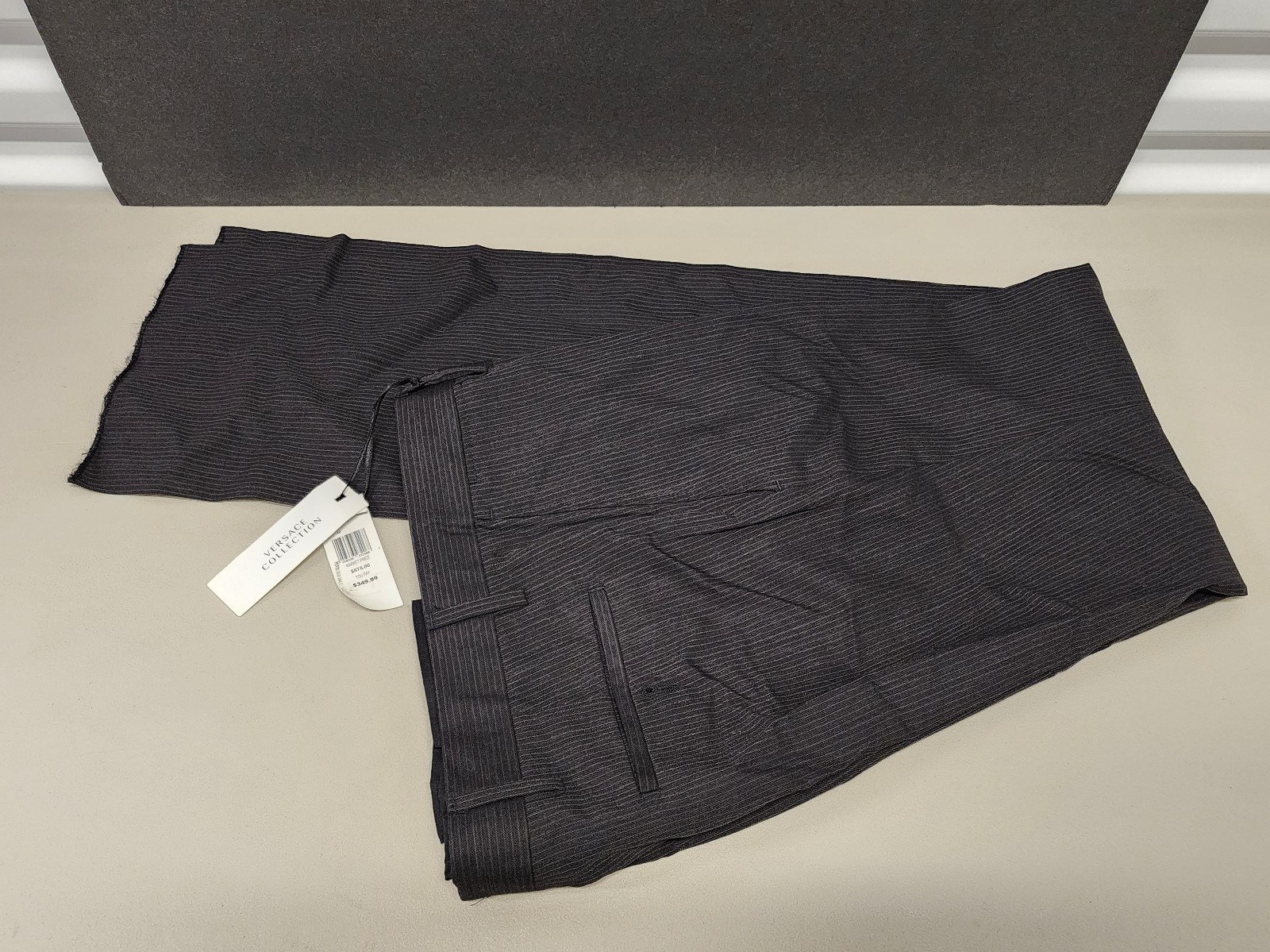 Versace Collection Men's Wool Striped Dress Black Pants Size 46it
