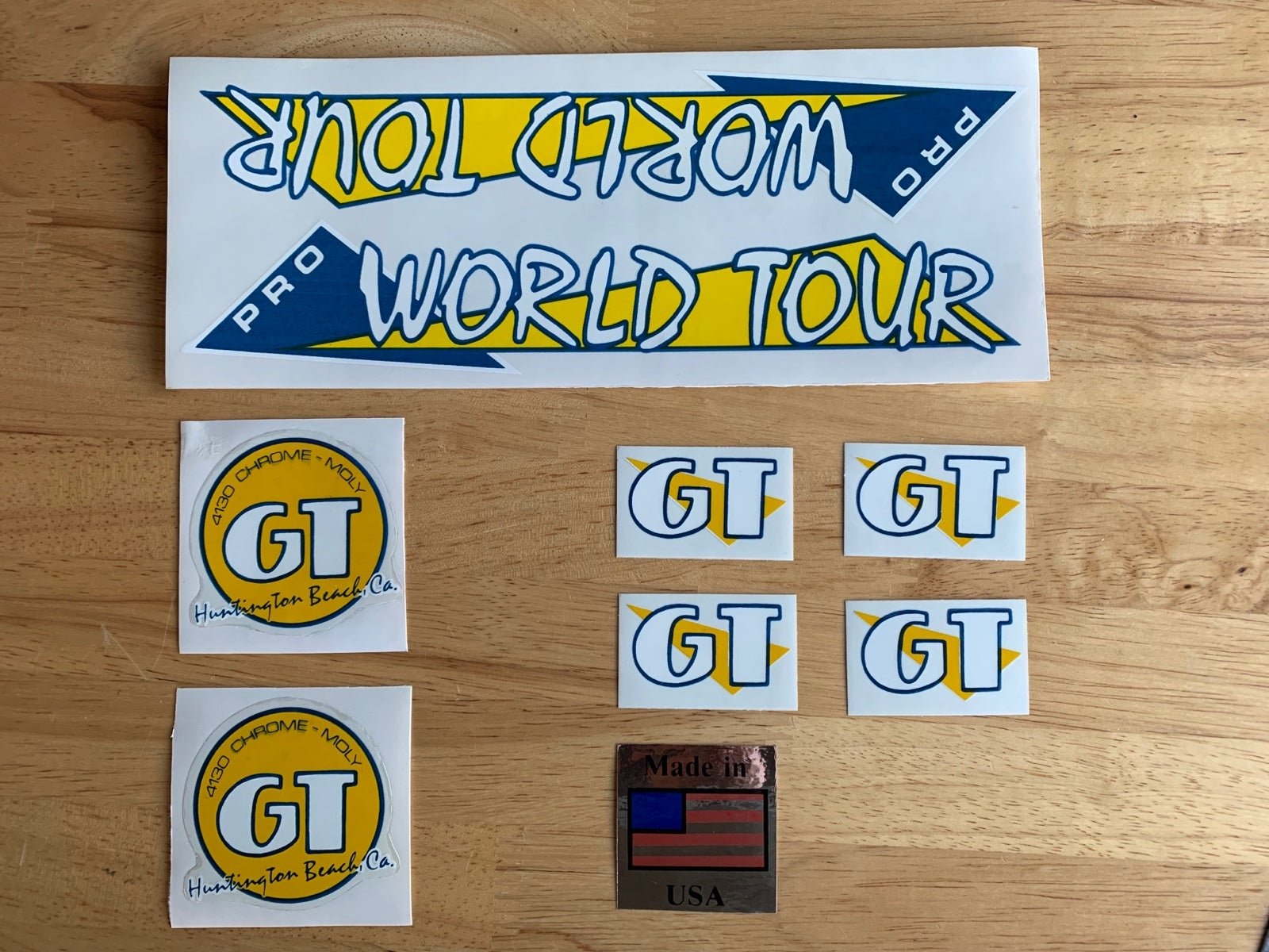 Old School Bmx Freestyle GT PRO WORLD TOUR Complete Decal set 8 Pcs