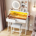 Vanity Desk with Mirror and Lights, Makeup Vanity with Storage Shelf & 2 Drawers