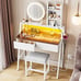 Vanity Desk with Mirror and Lights, Makeup Vanity with Storage Shelf & 2 Drawers