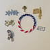 Patriotic Jewelry Lot American Flag Pins & Bracelet