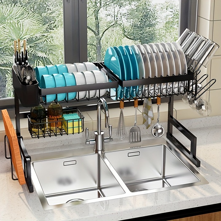 1pc Over Sink Dish Drying Rack, -On Design 2 Tier Large Dish Rack--htfhshs