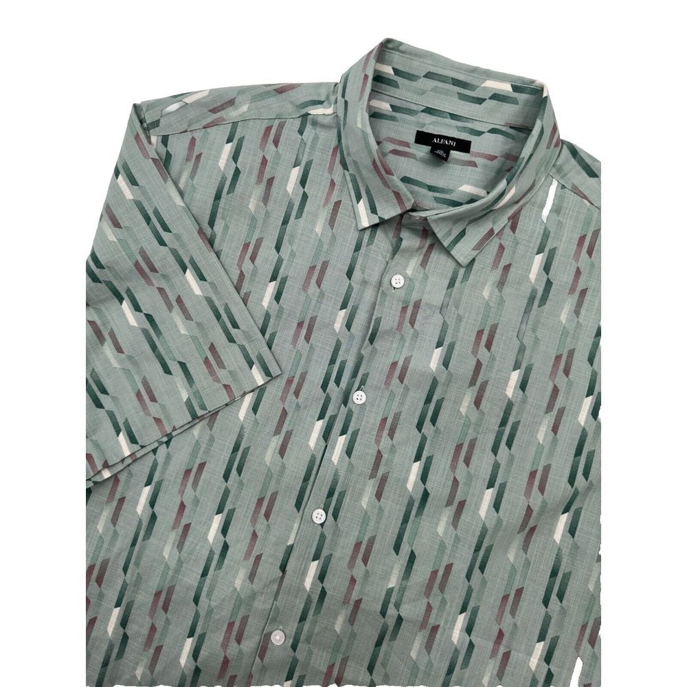 Alfani Men's Nightfall Regular Geo Print Button Up Shirt Mint Sugar Size XXL NEW