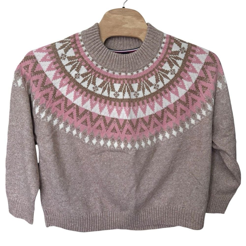 TOMMY HILFIGER Nordic Half Snowflake Pullover Sweater 2X Beige Fairisle NWT