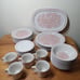 Set of 34 Noritake Primastone Dinnerware 8327 LOVE BIRDS Stoneware Japan Vtg 70s