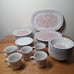 Set of 34 Noritake Primastone Dinnerware 8327 LOVE BIRDS Stoneware Japan Vtg 70s