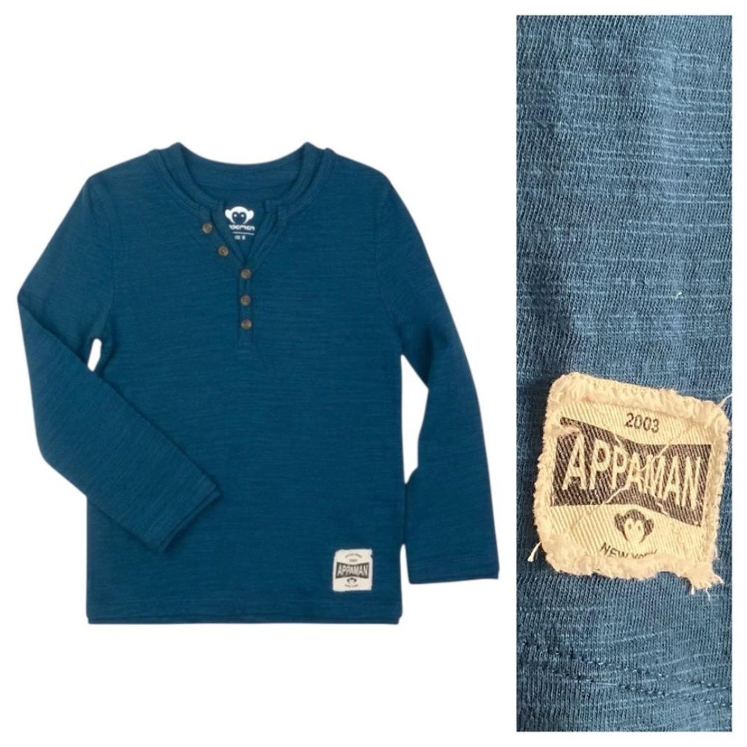 Appaman Teal Blue Jewel Camden Long Sleeve Shirt