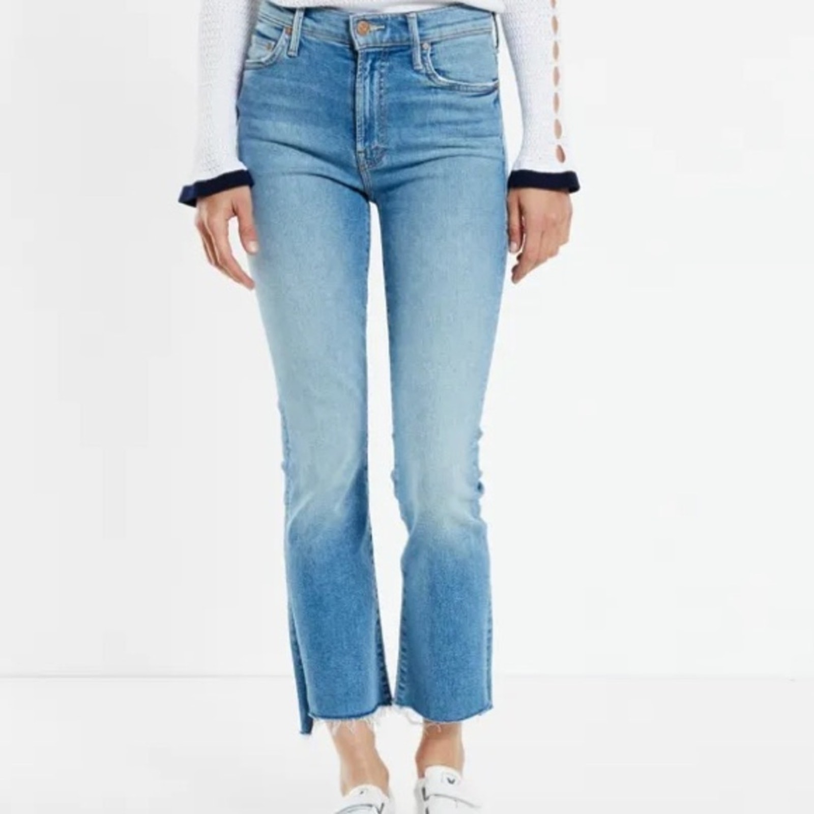 MOTHER The Insider Crop Step Fray Shoot To Thrill Wash Jeans Sz 24