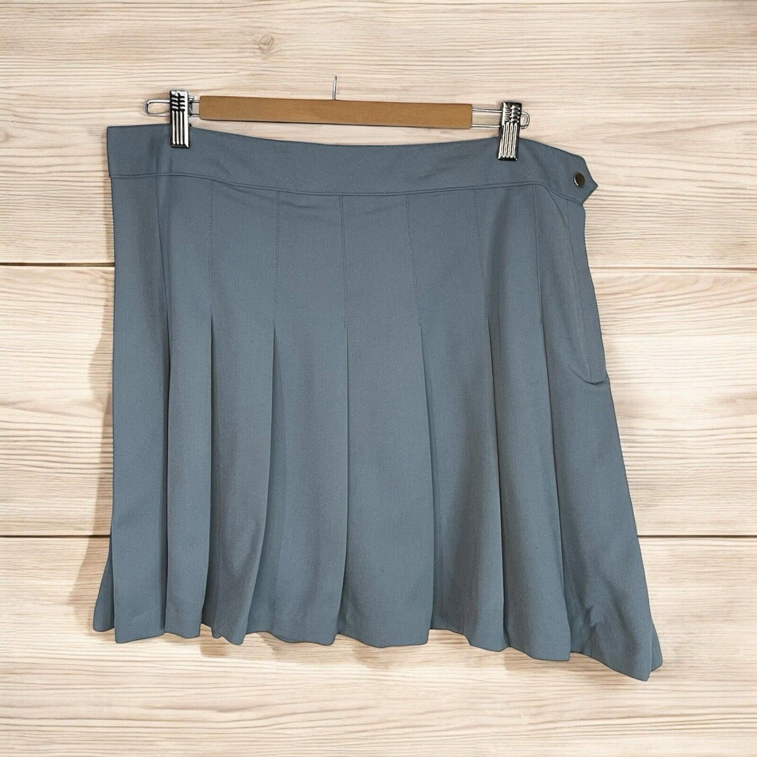 Divided By H&M Full Mini Skirt Womens 14 A-Line Pleated Navy Blue Hip Zip Waist