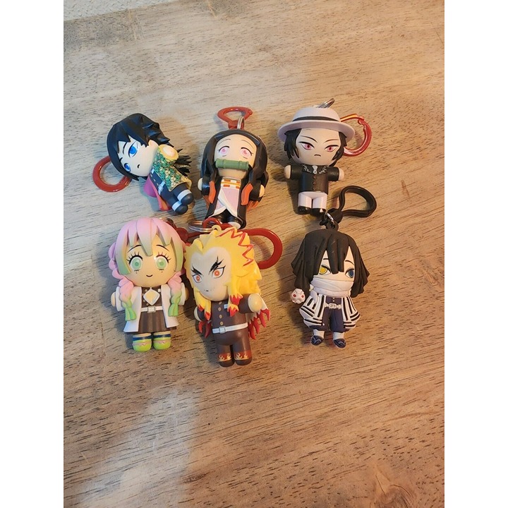 3d figural bag clip Demon slayer Kimetsu No Yaiba anime lot of 6