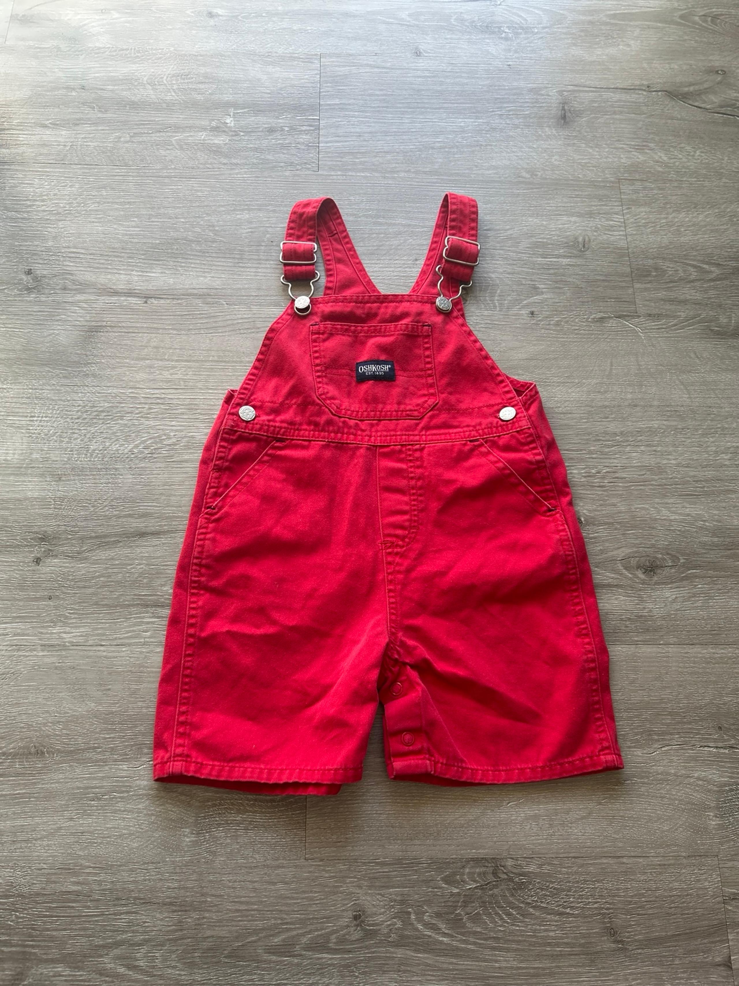 Y2K Oshkosh Shortalls size 18 months, Red Overalls shorts, Oshkosh B’Gosh boys